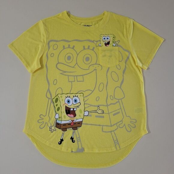 SpongeBob SquarePants Women's Yellow Graphic Crewneck Short Sleeve T-Shirt - Picture 4 of 15